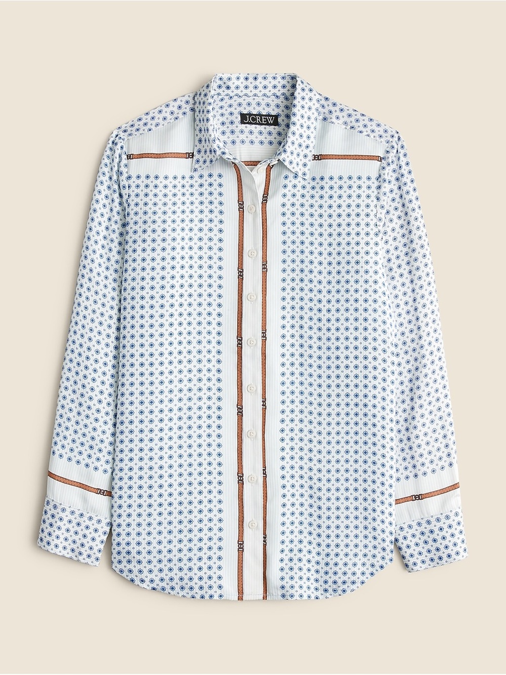 J. Crew Equestrian Drapey scarf-print shirt New